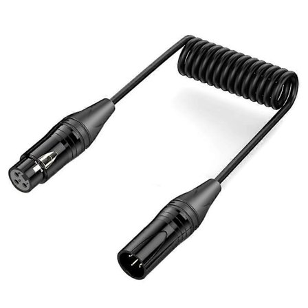 Audio Mikrofon Balansert Skjermet Spiral Pure Kobber Kabel, Lengde: 0.5m XLR 3 Pin Hann til XLR 3 Pin Hunn