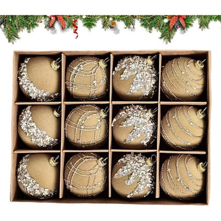 6 cm julgranskulor, 12 st, set, hängande juldekorationer guld_yux