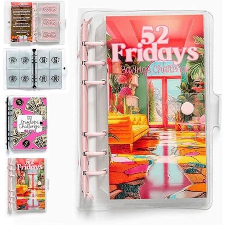 100 Kuvert-Binder & 52 Fredag-Binder, 100 Kuverter Pengebesparelsesudfordring, Besparelsesudfordringsbinder, Pengebesparende Kuverter (FMY)