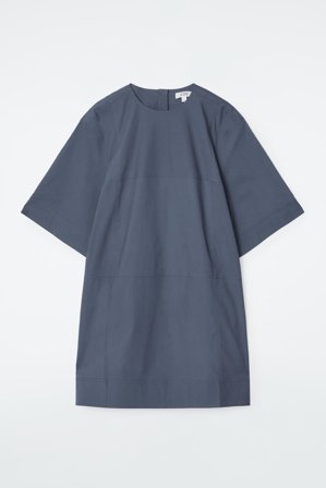 COS Women's Oversized Panelled Poplin T-Shirt Dress in Blue