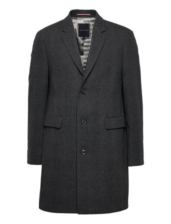 Wool Mix Check Coat Black Tommy Hilfiger Tailored