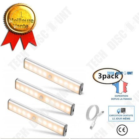 Rörelsedetektor Lampa - TD - 3st - 10LED - USB Uppladdningsbar - Varm vit