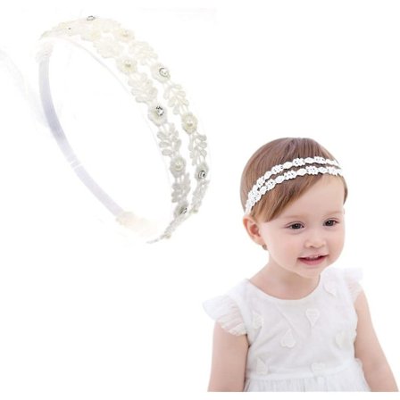 1 st baby flickor elastiskt band dubbla spets blomma mjuk remsa flickor hår accessoarer