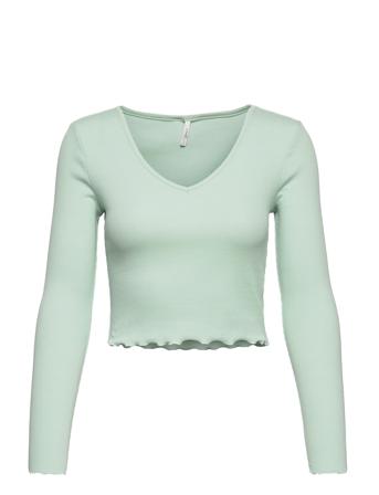 Onloda L/S V-Neck Top Jrs Langærmet T-shirt Grøn ONLY