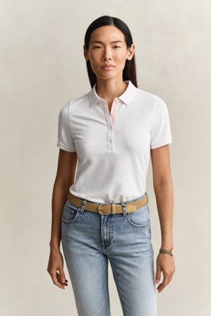 GANT Damen Kontrast Piqué Poloshirt (XS) Weiß
