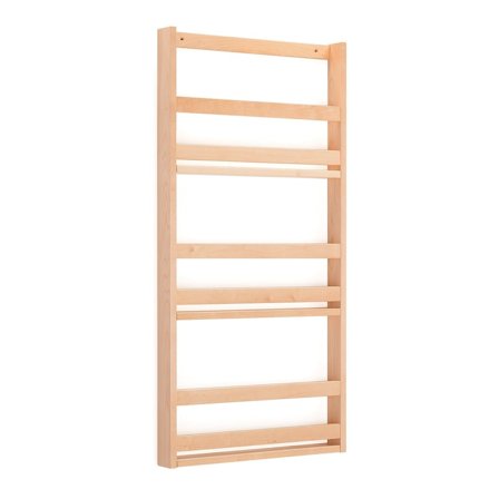 Wall mounted magazine display unit, 600x70x1200 mm, oak