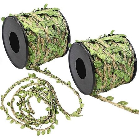 66ft Konstgjord Vin Falsk Lövväxt Girlang, Naturlig Jutesnöre