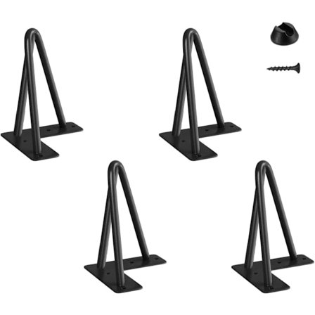 Skandinaviska Møbelben 4 stk DIY Hårnål Ben Bord Stol Ben med 20 Skruer + 4 Fotbeskyttere (15cm (6 tommer) - 10