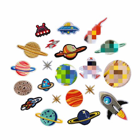 21PCS broderi stryge-på patch, rum planet astronaut broderi stryge-på patch, stryge-på patches, stof patch, sy-på patch til tøj T-shirt Je