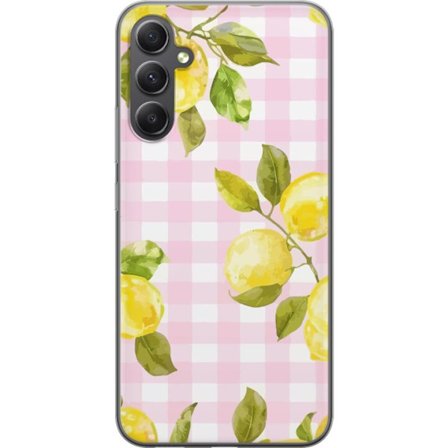 Kompatibel Mobilcover til Samsung Galaxy A15 5G Citron mønster lyserød gingham