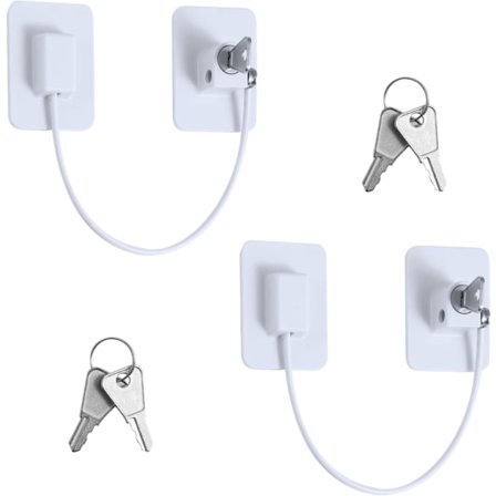 Barnlås för fönster och kylskåp, starka självhäftande kablar