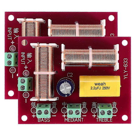 2 stk. 200W 3-veis lydhøyttaler delefilter diskant + mellomtone + bass delefilter høyttalere frekvens