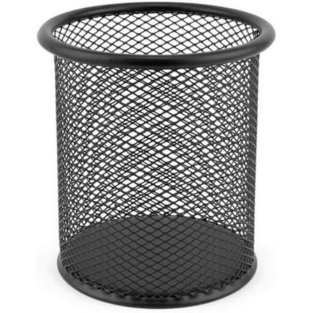 1 stk Metall Penneholder Rund Tråd Metallnett Multifunksjonell Kopp for Kulepenn Diameter 91 mm Svart