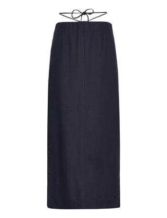 Malougz Linen Mw Skirt Langt Skjørt Marineblå Gestuz*Betinget Tilbud