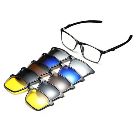 Polarisoidut aurinkolasit magneettikiinnityksellä, 5 eri väristä linssiä ja TR-kehys