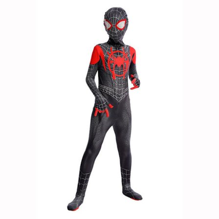 Spider-Man ungdom Halloween-kostume, polstret jumpsuit med maske Sort Rød 1 Sort Rød 1_yux
