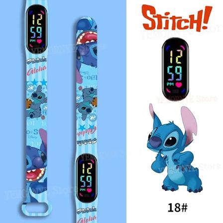Disney Stitch Digitale Børneur Animefigurer LED Touch Lysende Børne Sport Armbånd Vandafvisende Digitalt Ur Fødselsdagslegetøj SKY BLUE