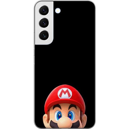 Yhteensopiva Puhelinkuori Samsung Samsung Galaxy S22+ 5G Mario muotokuva, jossa on ikoninen punainen lippalakki mustaa taustaa vasten, minimalistinen