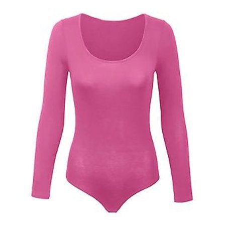 Dame Crew Neck Langermet Body, Dobbel Foret, Smørmyk, Essensiell Basic Topp (XXL Rød)