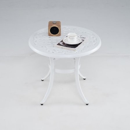 COSTWAY Rund Havebord 60 cm, Aluminiumstøbt, Justerbare Fodstøtter, Indendørs Udendørs til Have, Veranda, Stue