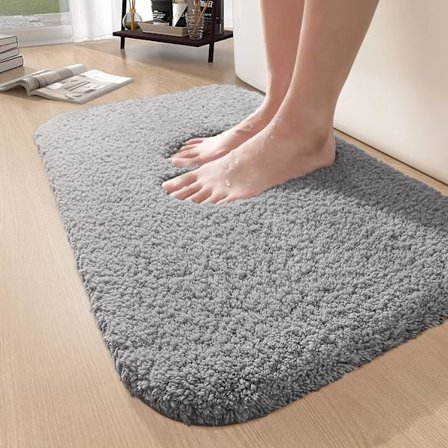 Badmatta 50 x 80 cm, halkfri absorberande badrumsmatta, badrumsmatta, maskintvättbar mikrofiber för badrum (ljusgrå)