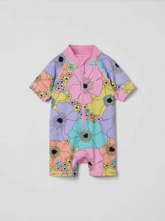 Kortermet UV-dress blomstret - 86|92 - barneklær - pink - Polarn O. Pyret