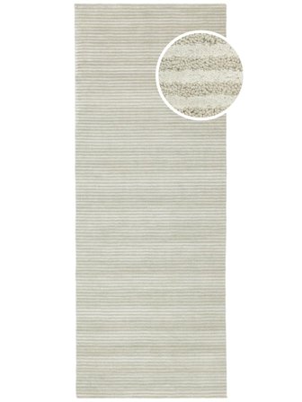 Plain (Single Colored) Fine Stripe Light Green Runner Rug Small Oeko-Tex