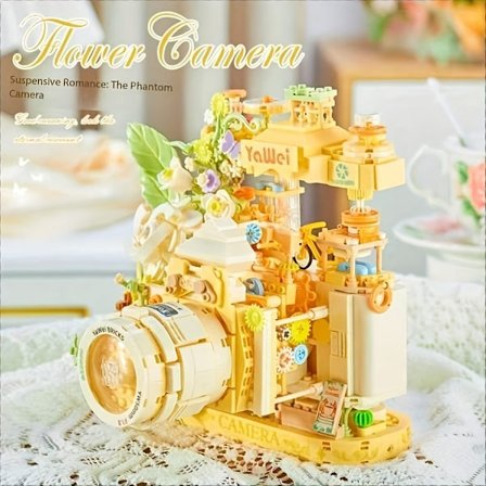 Byggekloss blomsterkamera monteringsmodell, egnet for voksne - høy verdi, en må-ha-gave til bursdager, Valentinsdag og andre høytider.