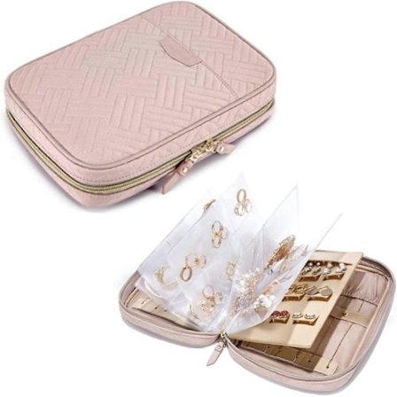 Reise Smykkeskrin, Smykkeorganisator, Reise Smykkeetui, Smykkeorganisator Lommer, Smykkeveske med Klare Lommer og Glidelås