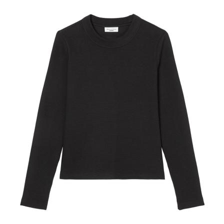 Marc O'Polo, Long sleeve top with a waffle texture Zwart, Dames, Maat:XS,Katoen