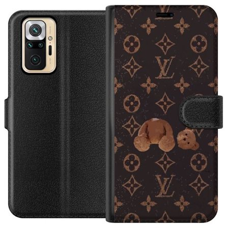 Kompatibel Tegnebogsetui til Xiaomi Xiaomi Redmi Note 10 Pro Luksuriøst monogrammønster med knust bamse i mørk modeæstetik
