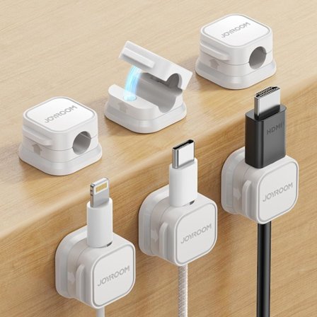 6 Pack Magnetic Cable Clips [Cable Smooth Adjustable] Cord Holder, Under Desk Cable Management, JOYROOM Adhesive Wire Holder Keeper Organizer