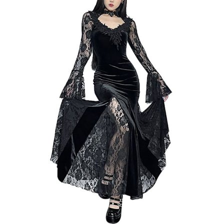 Gotisk Slank Blonder Lang Goth Kjole Tøj