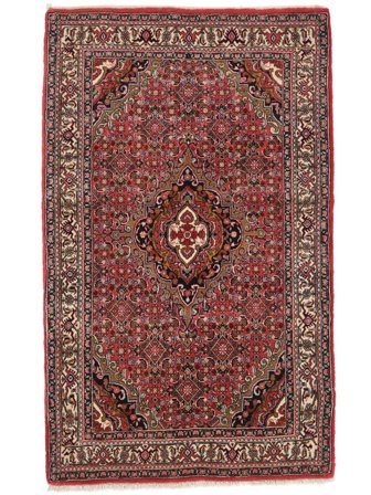 Handgeknüpft Persischer Bidjar Teppich 93X151 Dunkelrot/Schwarz