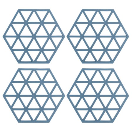 4 st TPR värmeisolerande mattor för matbord, ihålig tallrik, koppunderlägg, kökstillbehör (sexkantigt rutnät, blå)