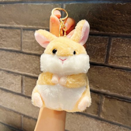 Søt liten dukke, parveskeanheng, plysjleketøy dukke nøkkelring, dukkeheng Plush Hamster Rabbit - Yellow