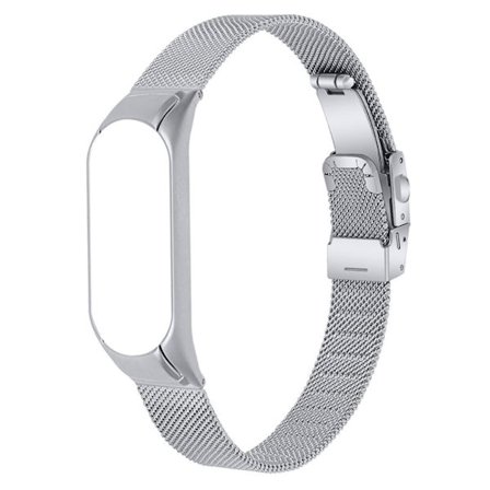 Xiaomi Mi Smart Band 4 / 3 milanesiskt klockarmband i rostfritt stål - Silver