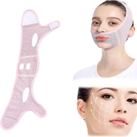 Søvnmaske, genanvendelig V-formet ansigtsmaske, dobbelthagereducerer, V-formet løftemaske, ansigtsløftende hagerem