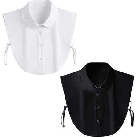 To stykker aftagelig blusekrave til kvinder, halv skjorte, falsk kraveindsats til trøjer, skjorter og kjoler, én størrelse passer de fleste, hvid og 