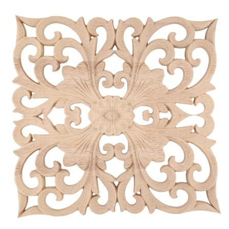 Trefil Dekalforsyning Europeisk stil Applikasjon Ekte treutskjæring Tilbehør og detaljhandel.Trefilutskjæring 20*20*2cm