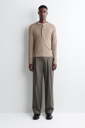 COS Men's Maglia Henley In Misto Lana in Beige