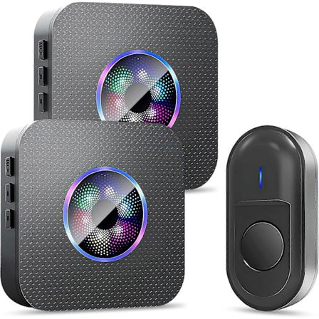 Trådløs Dørklokke Udendørs Vandtæt, Vandtæt Klokke 300 Meter, 55 Melodier og 5 Lydstyrkeniveauer, Sæt med en Modtager og en Sender til Hjemmet, Livi