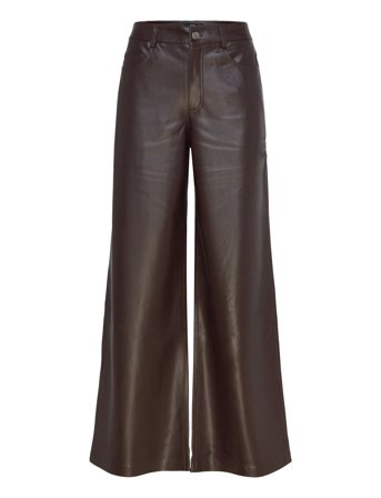 Straight-Leg Faux-Leather Trousers Brown Mango