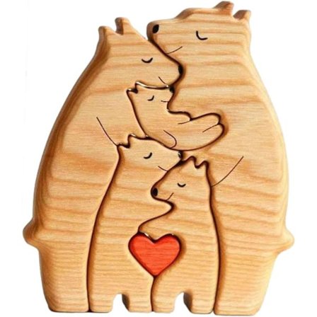 Trepuslespill i tre, treskjæring, skrivebordsdekorasjoner, treleker, julevarm bjørn