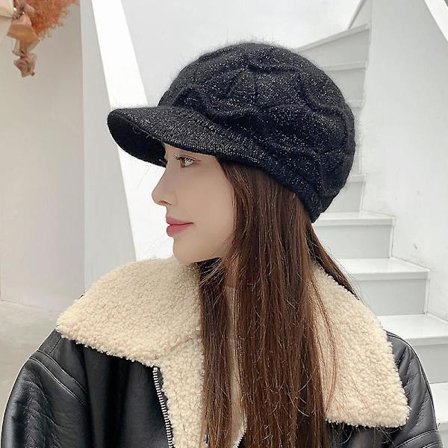 Naisten talvipipo, lämmin neulottu slouchy villahattu lipalla