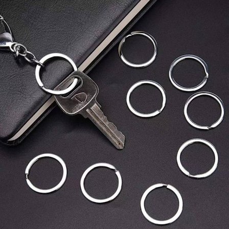 10 st 1,6x25 mm platta ringar för nyckelringar, runda delade ringar