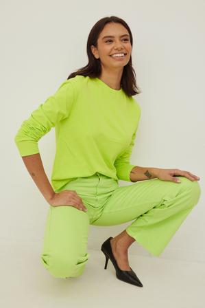 NA-KD Basic Haut surdimensionné à manches longues - Tops manches longues - Vert - XX-Small