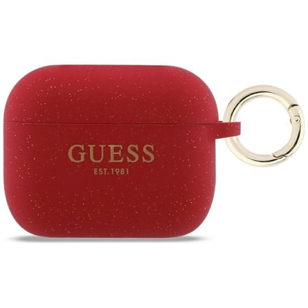 Guess Silikoni Glitter Ring Case AirPods Pro 3:lle - punainen ja kimallus