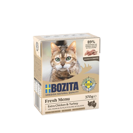 Bozita Katt - Kylling og kalkun i saus 370g - Katt - Kattefôr & kattemat - Våtfôr og våtmat - ZOO.no