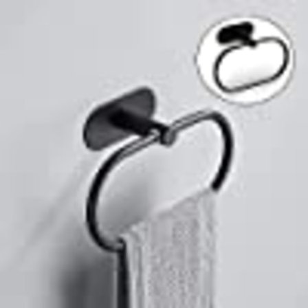 (Svart) Håndkleholder, Svart Frosted Håndklestang, Oval Håndkleholder, 3